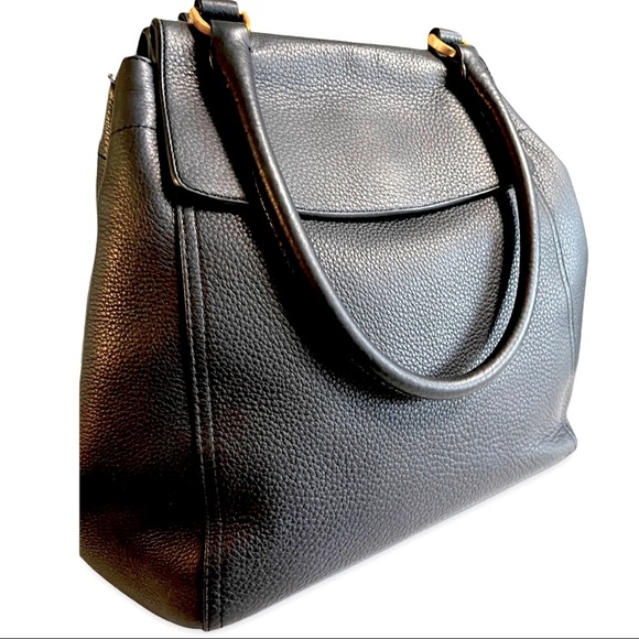 Tory Burch Half-Moon Pebbled Leather Black Tote - Picture 9 of 13